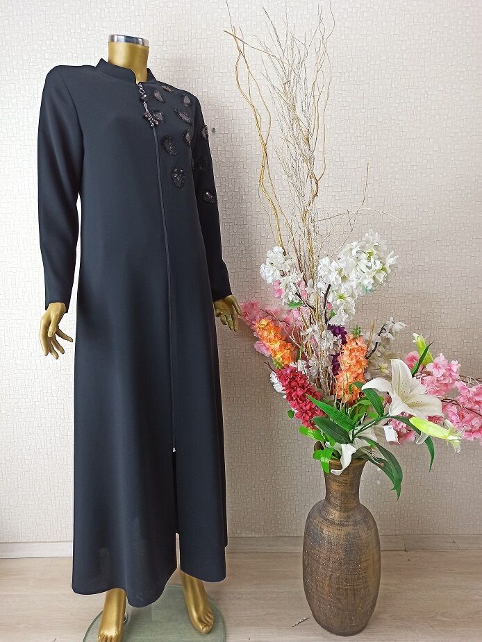 GÖĞSÜ ARMA DETAYLI FERMUARLI HAKİM YAKA FERACE QYS1003 FERACE #22-02#