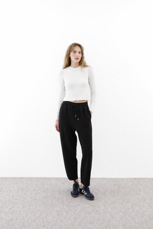 SZ-5554 ÖNDEN ÇİMALI  HAVUÇ BAMBU PANTOLON #12-25# 3 - SİYAH