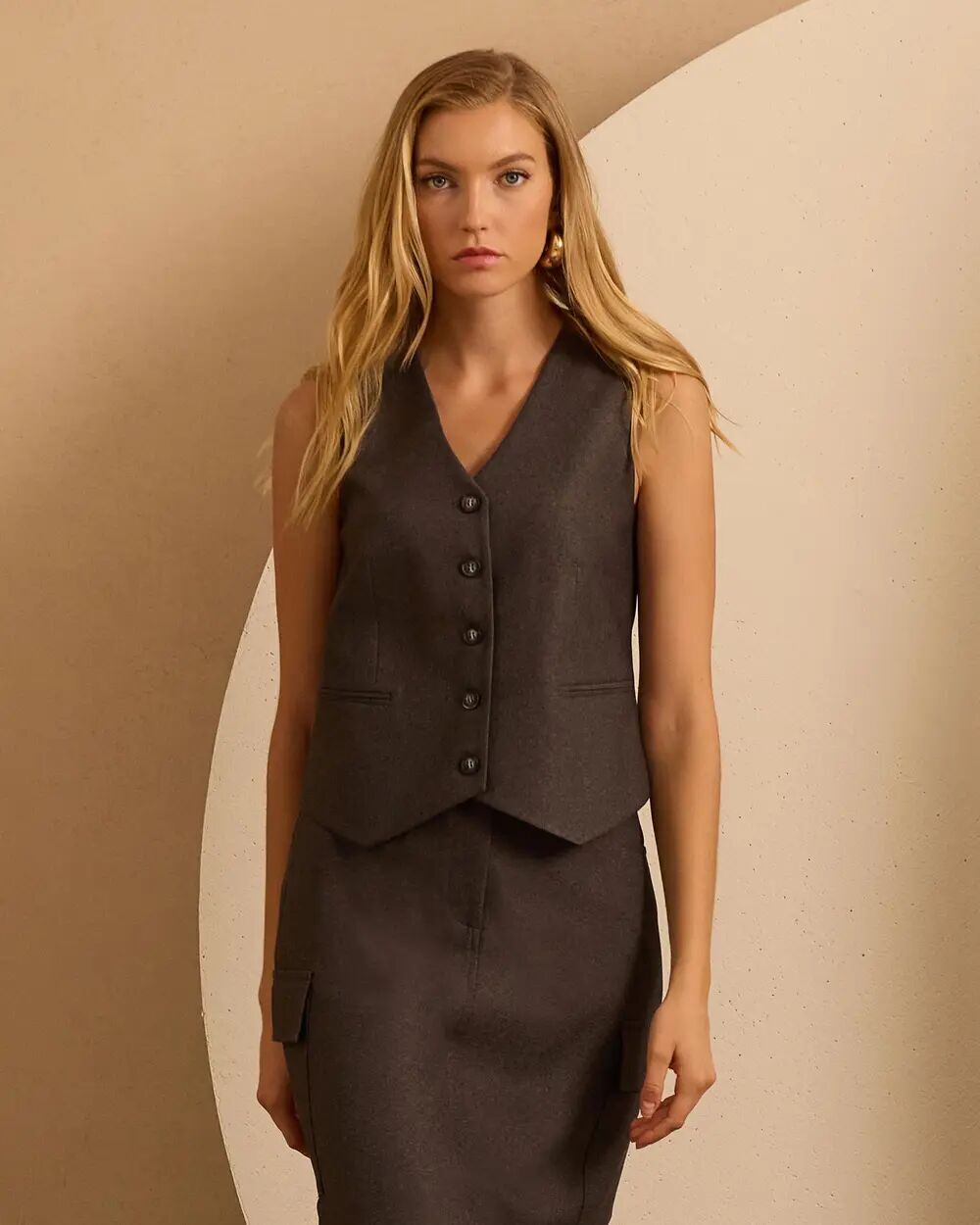 10014 ÖNDEN DÜĞMELİ YELEK QKS