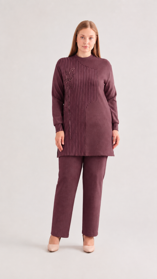 149-TP-M26K_R024 ÇİZGİLİ BAMBU MODAL TUNİK PANTOLON TAKIM #10-25#