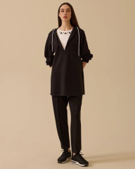 10002522311006 KAPİŞONLU YAKASI TAŞLI İKİ İPLİK SWEATSHİRT