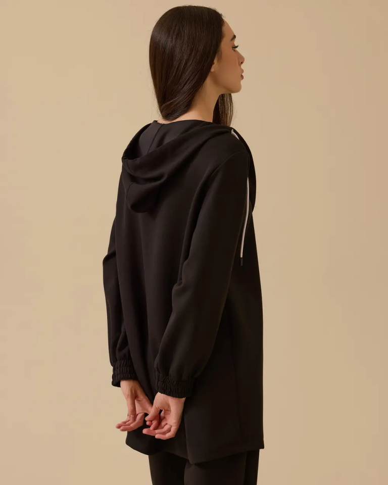 10002522311006 KAPİŞONLU YAKASI TAŞLI İKİ İPLİK SWEATSHİRT