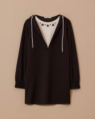 10002522311006 KAPİŞONLU YAKASI TAŞLI İKİ İPLİK SWEATSHİRT