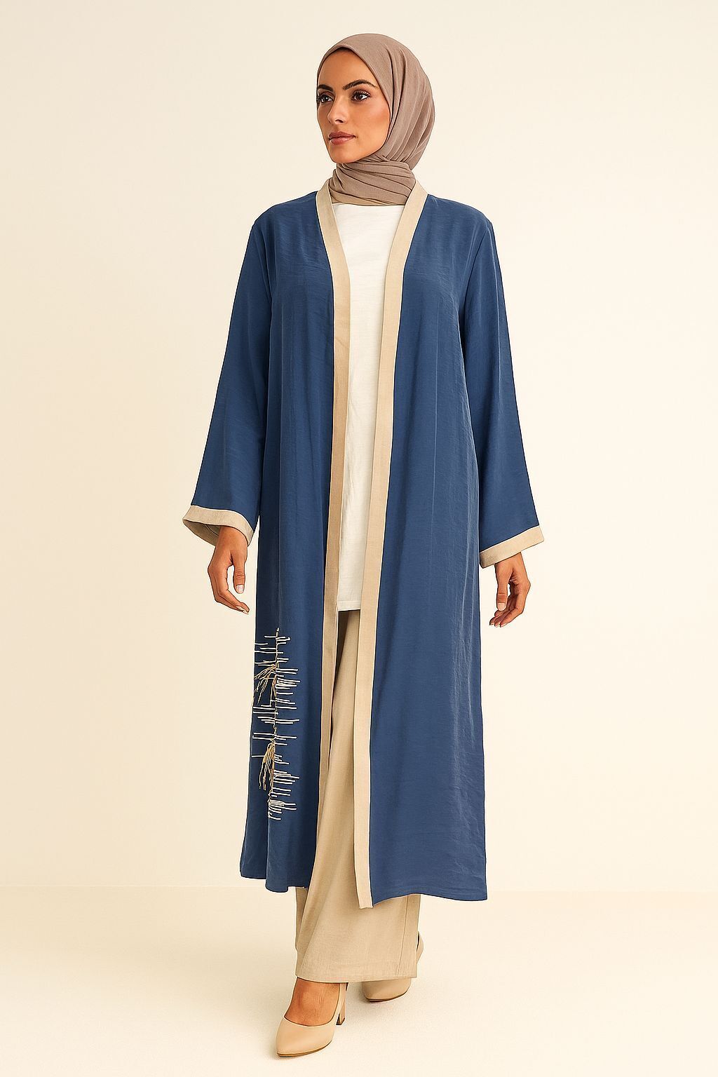 42877 İÇİ BLUZ SIFIR KOL ÜST KİMONO YANKARIN YIRTMAÇLI BASKI DETAYYLI PANTOLON BELİ LASTİKLİ ÜÇLÜ SPOR TAKIM #02-25#