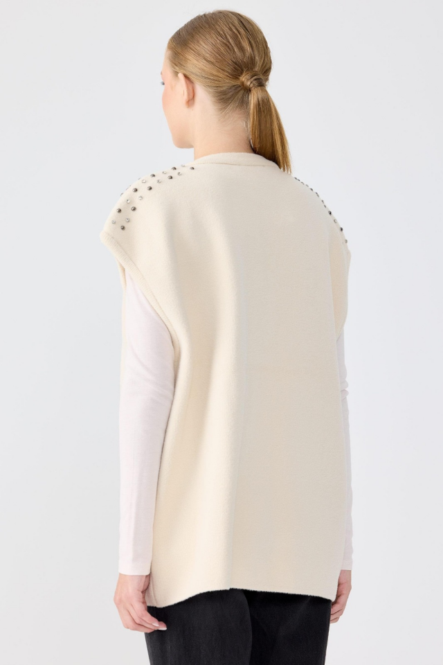 22018 OMZU TAŞ İŞLEMELİ TRİKO YELEK