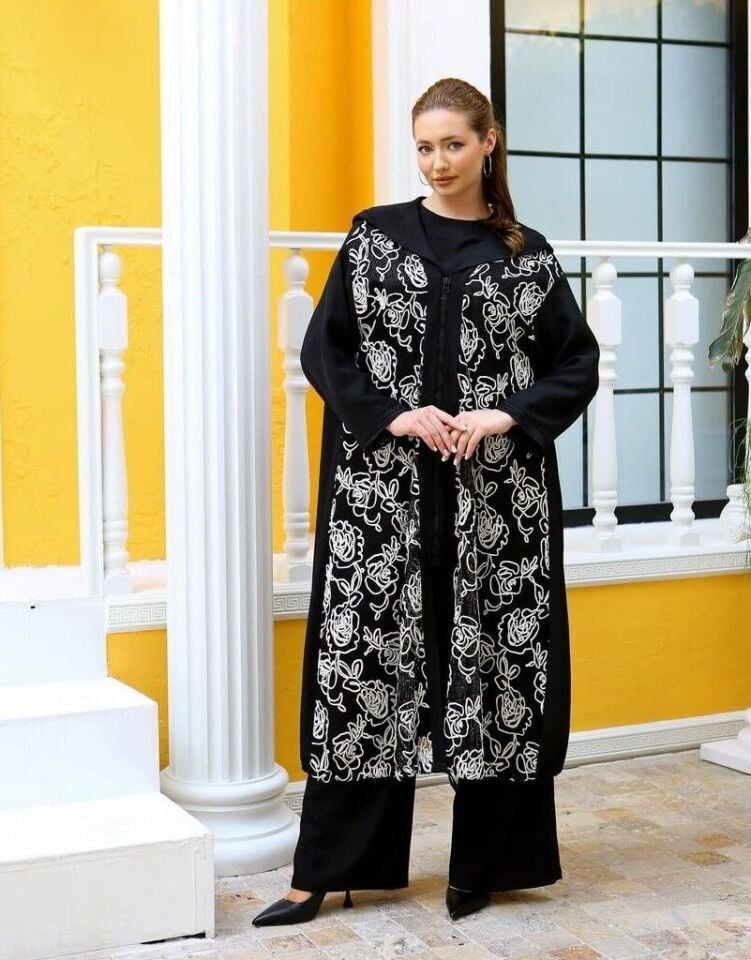 42417 ÖNÜ FERMUARLI KAPİŞONLU KOL UCU VE ÖNÜ FİLE DETAYLI ALTI BÜZGÜLÜ GİY ÇIK KAP #02-25#