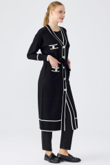 22008 ÇİZGİLİ PAT DETAYLI TRİKO HIRKA