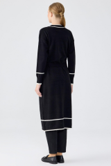 22008 ÇİZGİLİ PAT DETAYLI TRİKO HIRKA