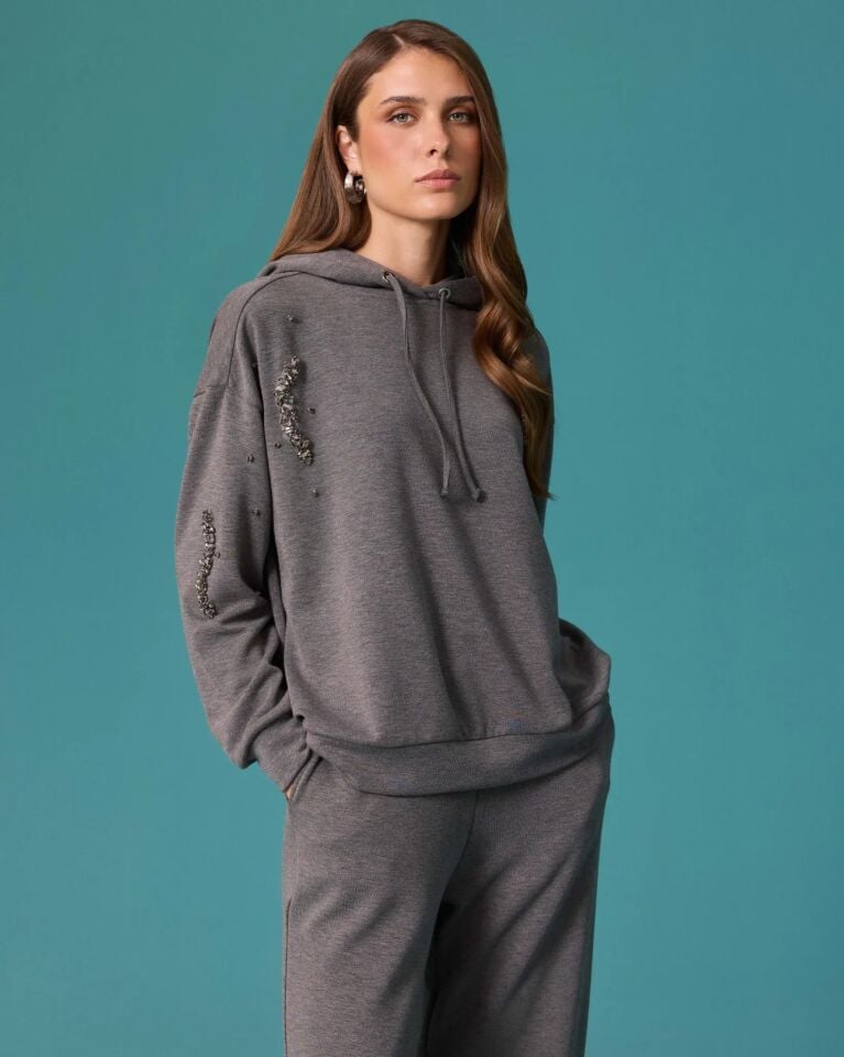10001 TAŞ İŞLEME KAPÜŞONLU SWEAT #2026#