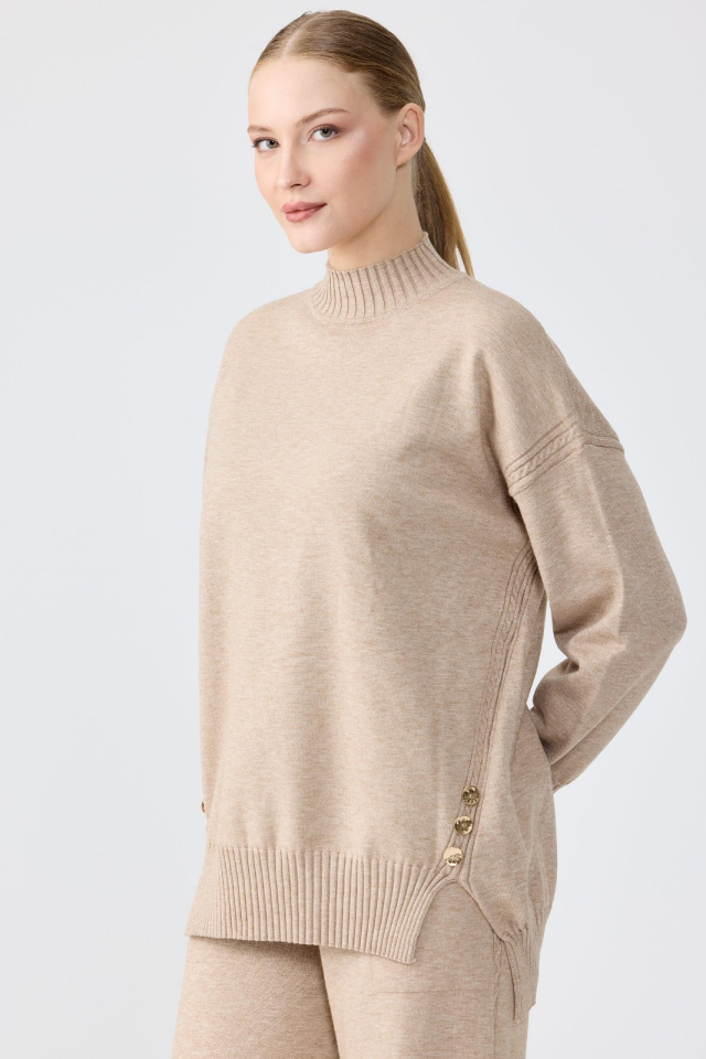 22003 YANLARI DÜĞMELİ TRİKO İKİLİ TAKIM