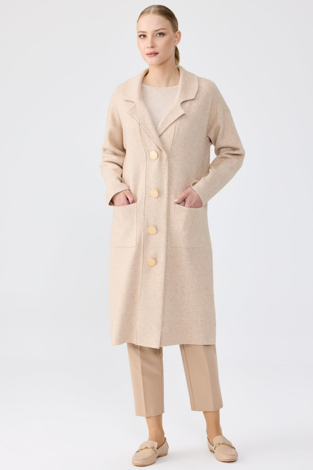 22012 KRAVUZE YAKA GOLD DÜĞMELİ TRİKO HIRKA