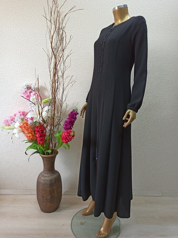 3041ÖNÜ TAŞ İŞLEMELİ KOL UÇLARI LASTİKLİ MEVLANA MODEL FERACE QYS FERACE 3041  #22-04#