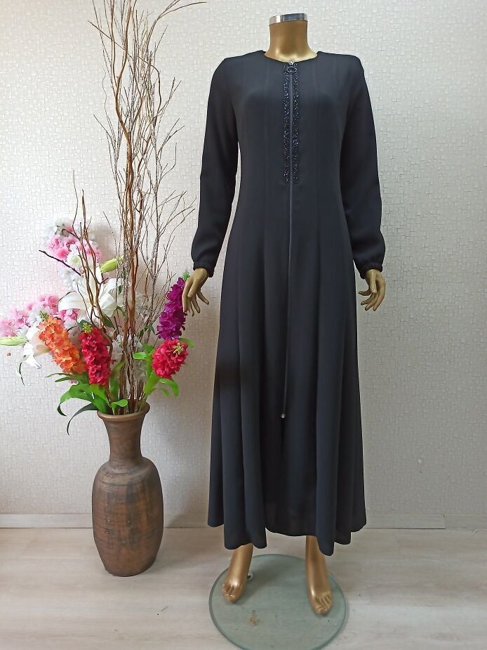 3041ÖNÜ TAŞ İŞLEMELİ KOL UÇLARI LASTİKLİ MEVLANA MODEL FERACE QYS FERACE 3041  #22-04#