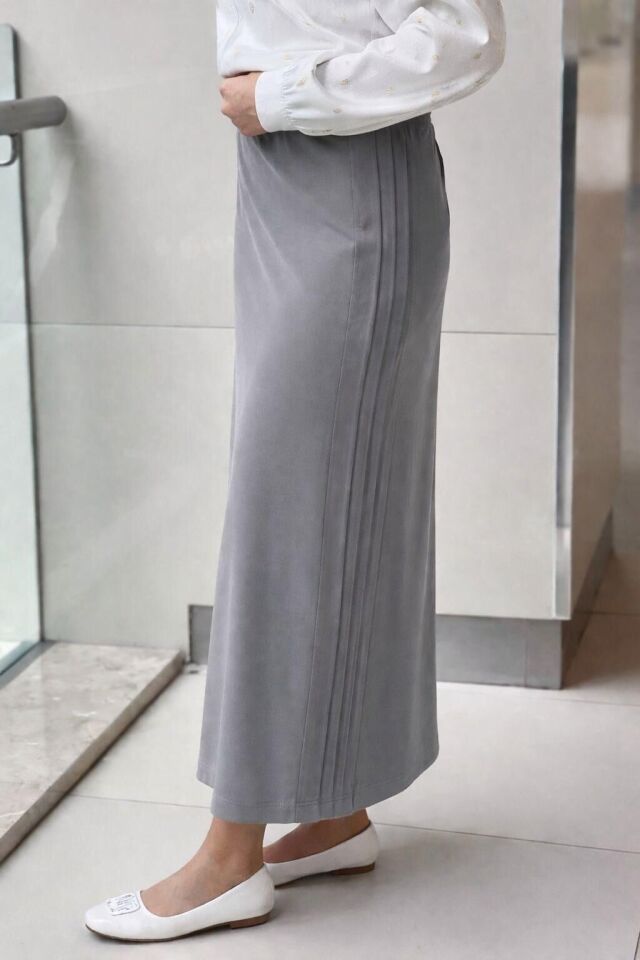 SZ-5461 SENTEZ YANI NERVÜRLÜ ETEK #12-25# 1 - gri