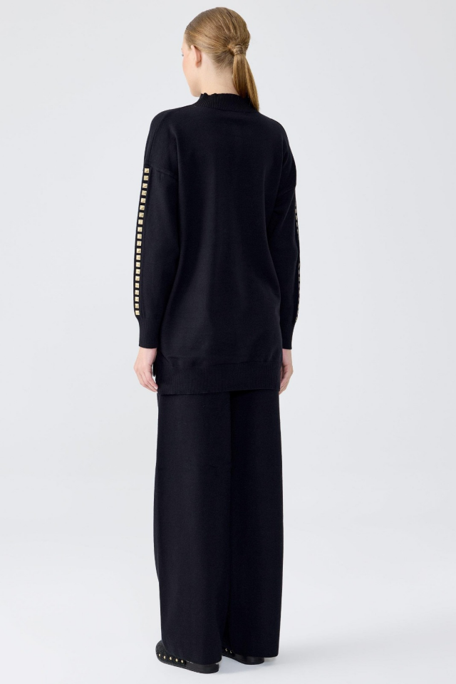 22005 ŞERİT TAŞ İŞLEMELİ TRİKO PANTOLONLU TAKIM