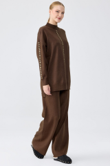 22005 ŞERİT TAŞ İŞLEMELİ TRİKO PANTOLONLU TAKIM