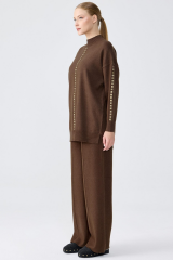 22005 ŞERİT TAŞ İŞLEMELİ TRİKO PANTOLONLU TAKIM