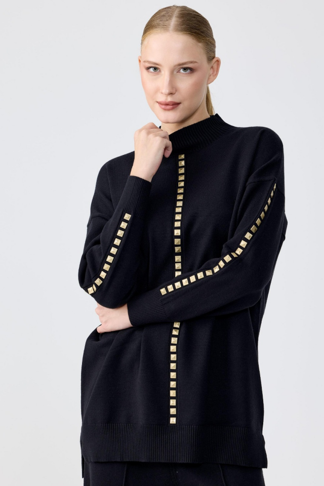 22005 ŞERİT TAŞ İŞLEMELİ TRİKO PANTOLONLU TAKIM