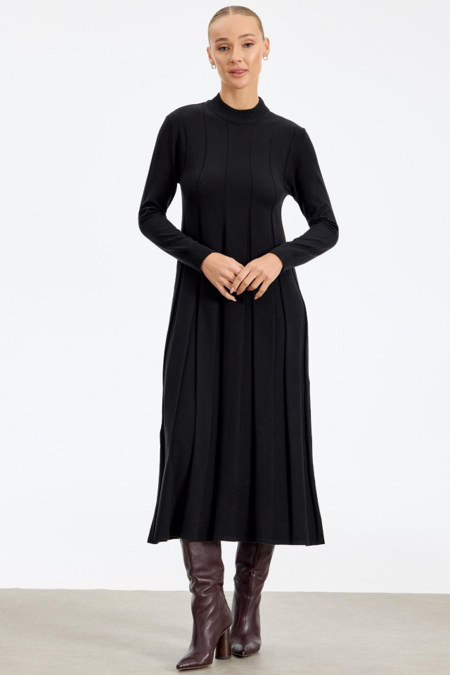 21605 KALIN PİLİSELİ TRİKO ELBİSE