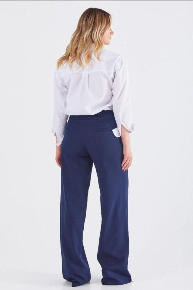 59056 ÖNDEN ÇİFT DÜĞMELİ BOL PAÇA PANTOLON QYS PANTOLON 59056 #23-04# 44 - LACİVERT