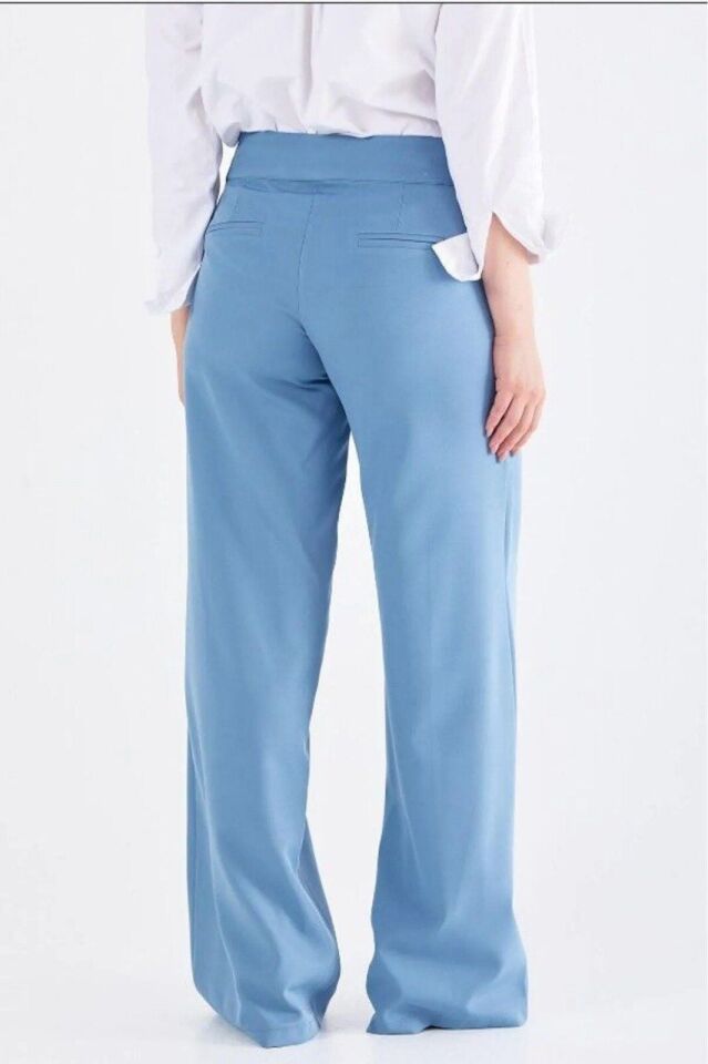 59056 ÖNDEN ÇİFT DÜĞMELİ BOL PAÇA PANTOLON QYS PANTOLON 59056 #23-04# 46 - LACİVERT