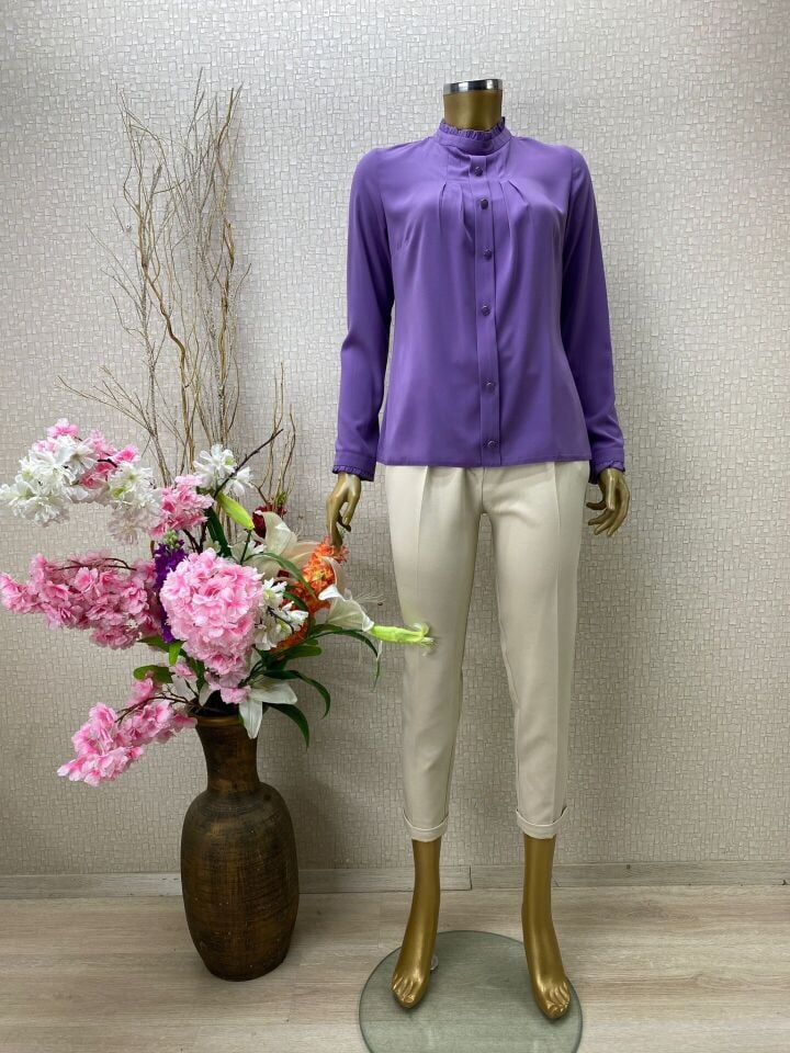 QYS 1021 ÖNÜ DÜĞMELİ PİLELİ GÖMLEK #22-05#