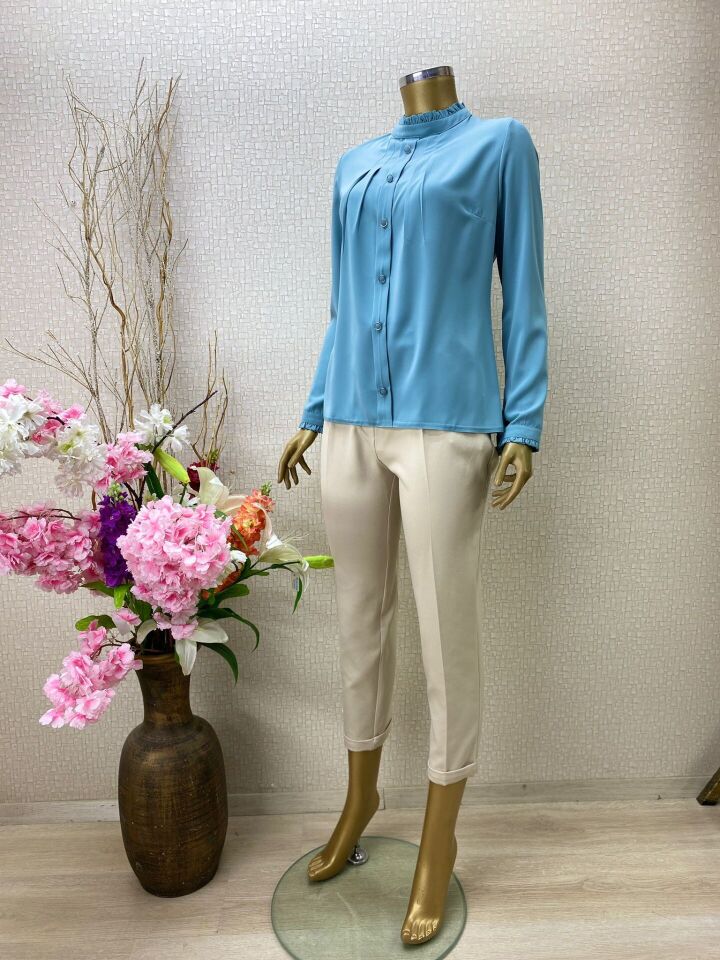 QYS 1021 ÖNÜ DÜĞMELİ PİLELİ GÖMLEK #22-05#