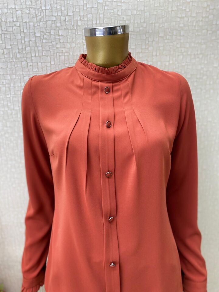 QYS 1021 ÖNÜ DÜĞMELİ PİLELİ GÖMLEK #22-05#