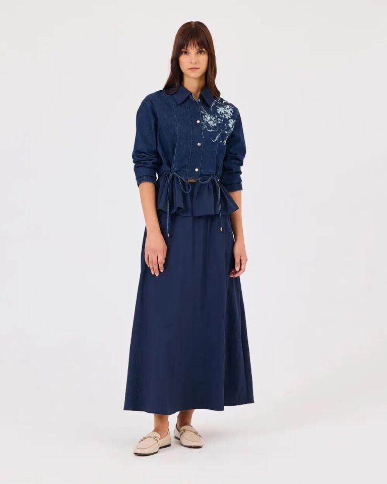 1003 ÖNDEN ÇIT ÇIT KAPAMALI FERMUARLI JEAN CEKET QKS