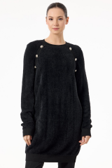 21586 REGLAN KOLLU DÜĞME DETAYLI MİNK TUNİK