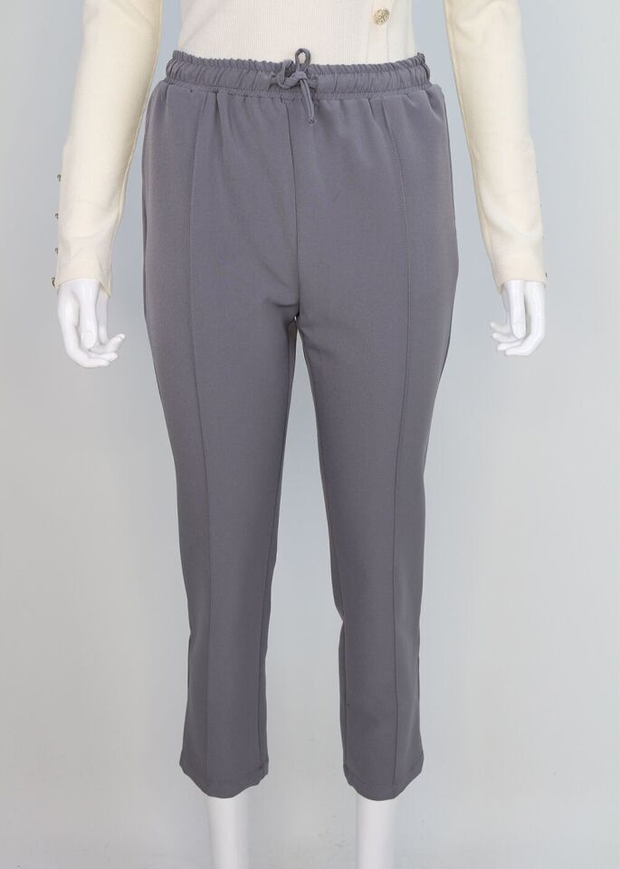 59020 BELİ LASTİKLİ CEPLİ KLASİK DAR PAÇA PANTOLON QYS 59020 PANTOLON #23-093 40 - SİYAH