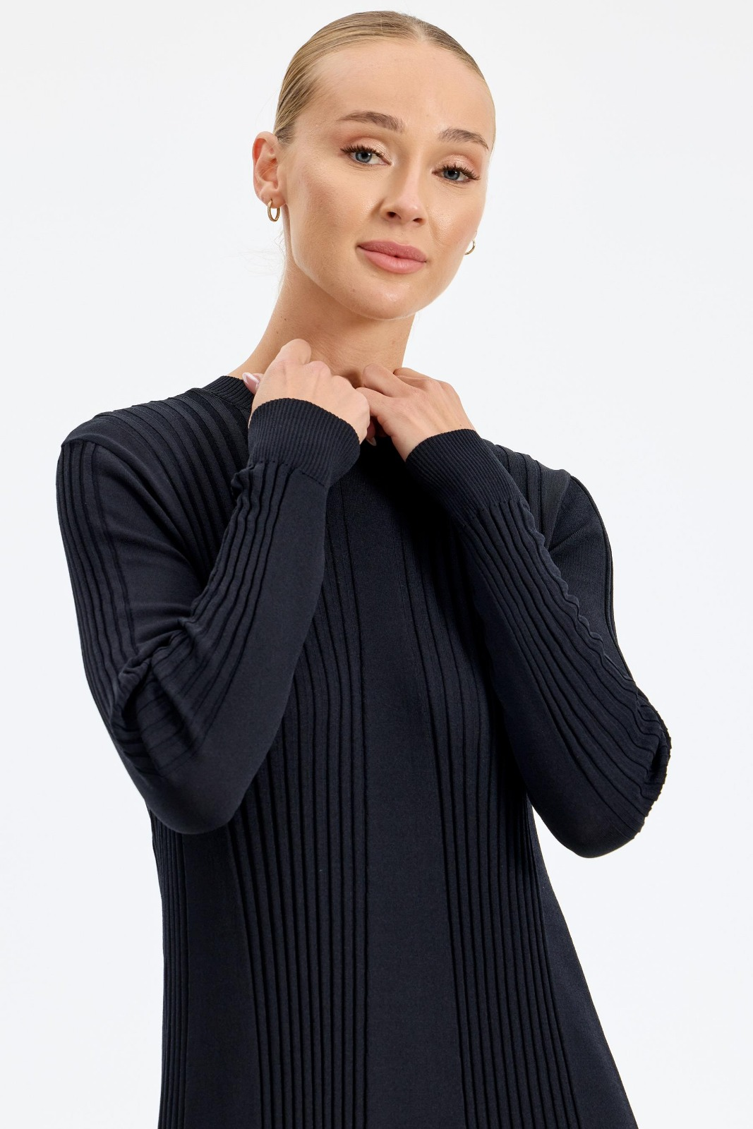 21638 FİTİL DETAYLI RAYON ELBİSE