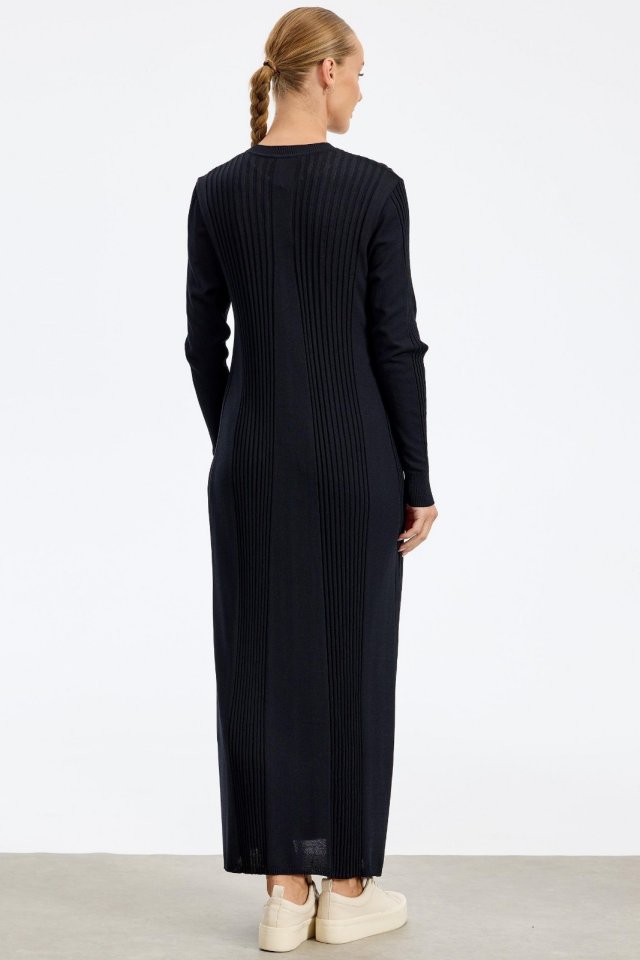 21638 FİTİL DETAYLI RAYON ELBİSE