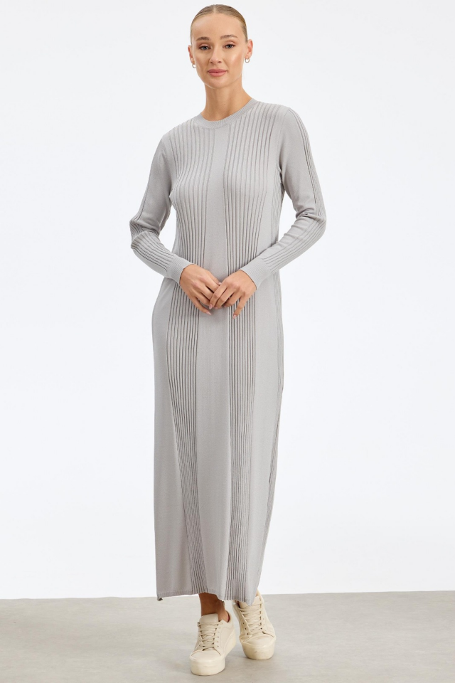 21638 FİTİL DETAYLI RAYON ELBİSE