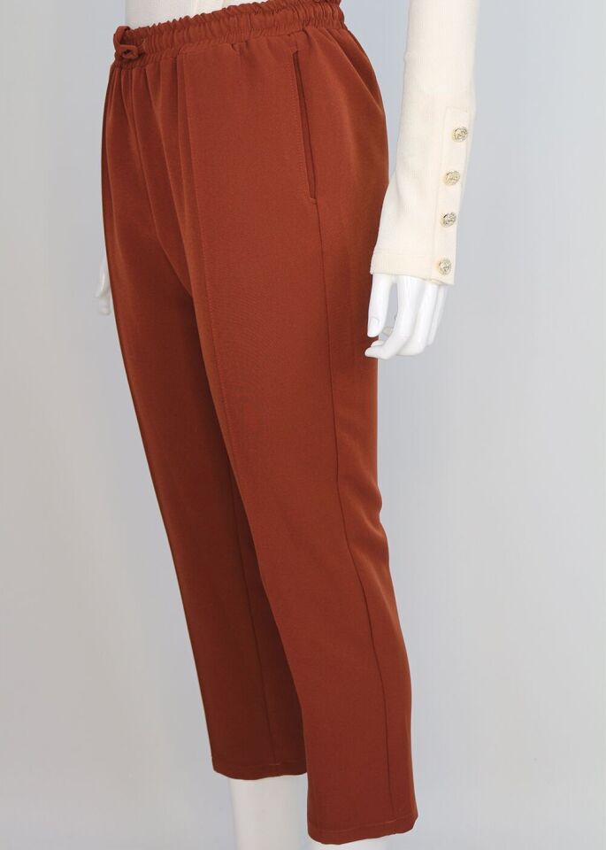 59020 BELİ LASTİKLİ CEPLİ KLASİK DAR PAÇA PANTOLON QYS 59020 PANTOLON #23-093 44 - SİYAH