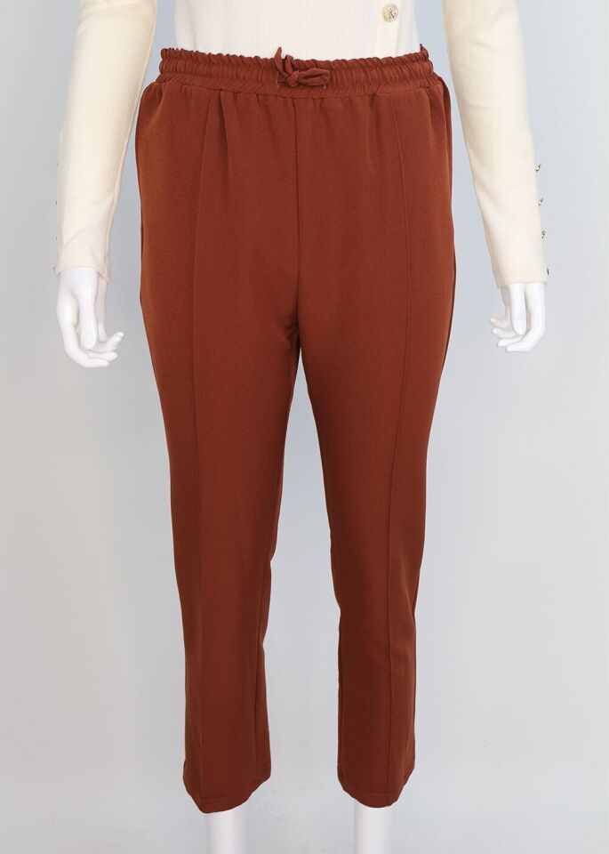 59020 BELİ LASTİKLİ CEPLİ KLASİK DAR PAÇA PANTOLON QYS 59020 PANTOLON #23-093 48 - SİYAH