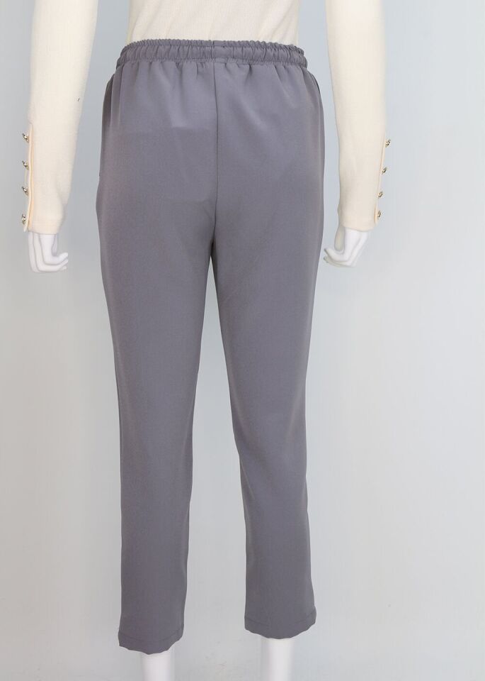 59020 BELİ LASTİKLİ CEPLİ KLASİK DAR PAÇA PANTOLON QYS 59020 PANTOLON #23-093 48 - SİYAH