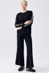 22017 LEOPAR ŞERİTLİ PANTOLONLU TRİKO TAKIM