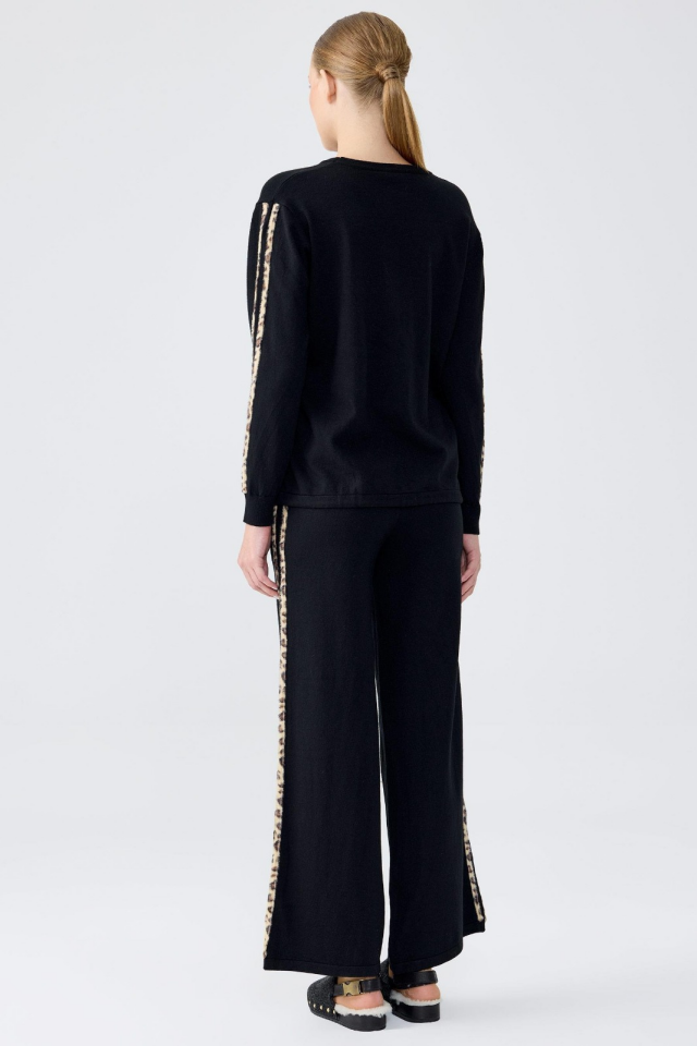 22017 LEOPAR ŞERİTLİ PANTOLONLU TRİKO TAKIM