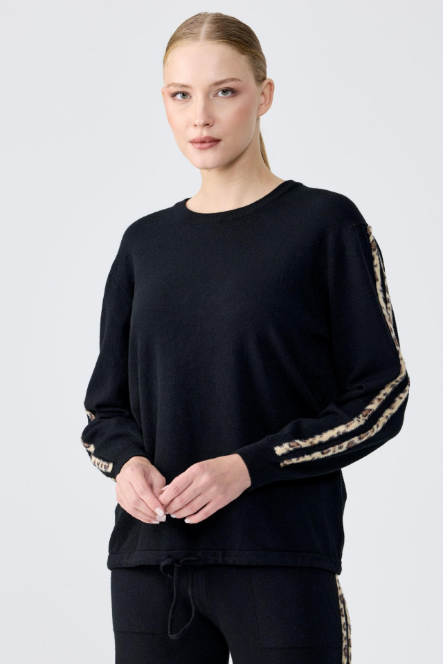 22017 LEOPAR ŞERİTLİ PANTOLONLU TRİKO TAKIM