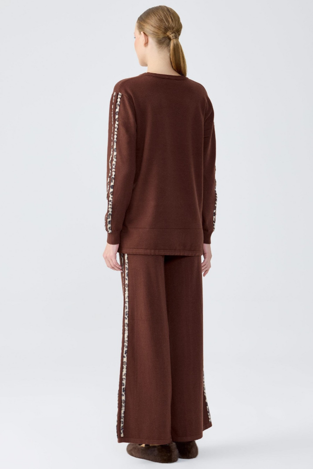 22017 LEOPAR ŞERİTLİ PANTOLONLU TRİKO TAKIM