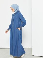 55005 BEBE YAKA YAKASI TAŞLI KOLU LASTİKLİ ÖNDEN FERMUARLI A KESİM TENSEL FERACE #04-25#