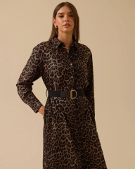10008 ÖNDEN VE YANDAN DÜĞMELİ LEOPAR TUNİK 10002521310008