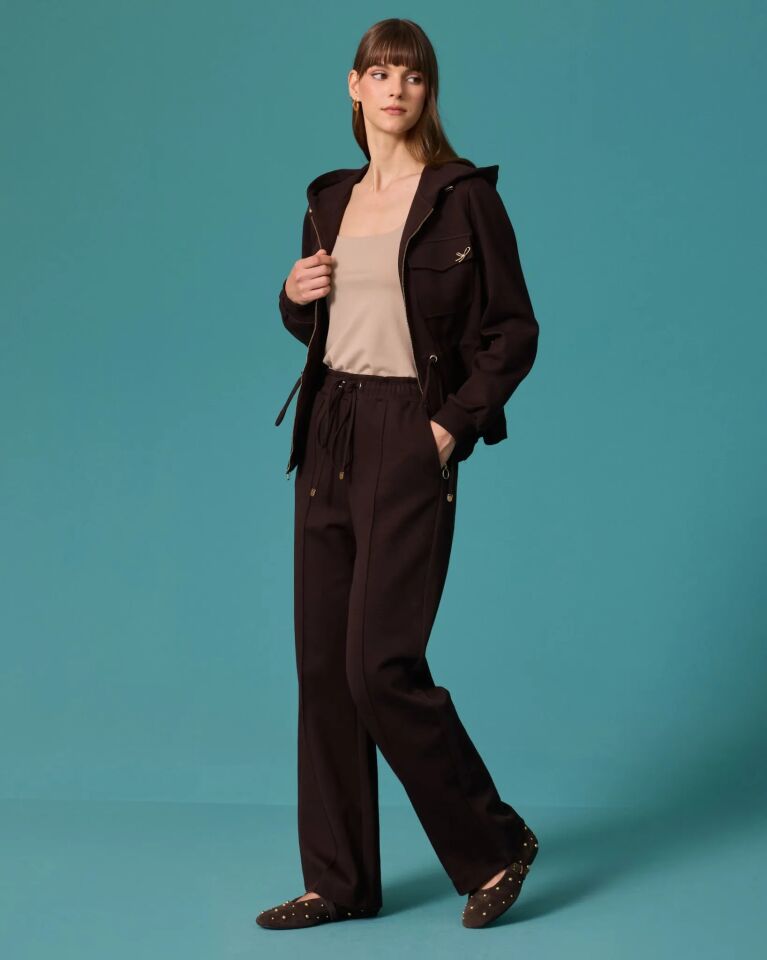 10022 BELİ LASTİKLİ BAĞCIKLI DÜZ PAÇA PANTALON #2026#