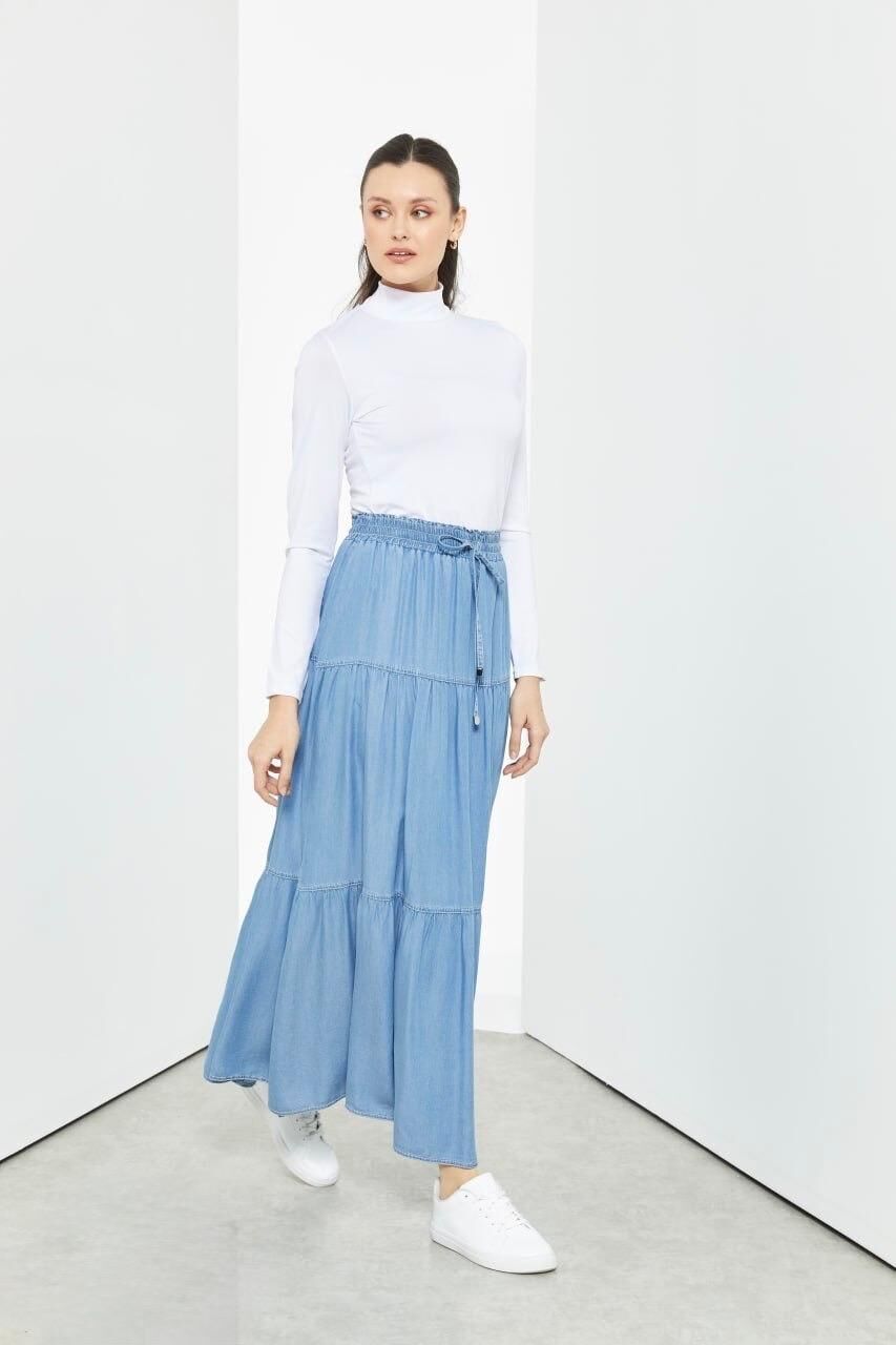 52013 BELİ LASTİKLİ ÇİFT KATLI SPOR KLOŞ ETEK #03-25#