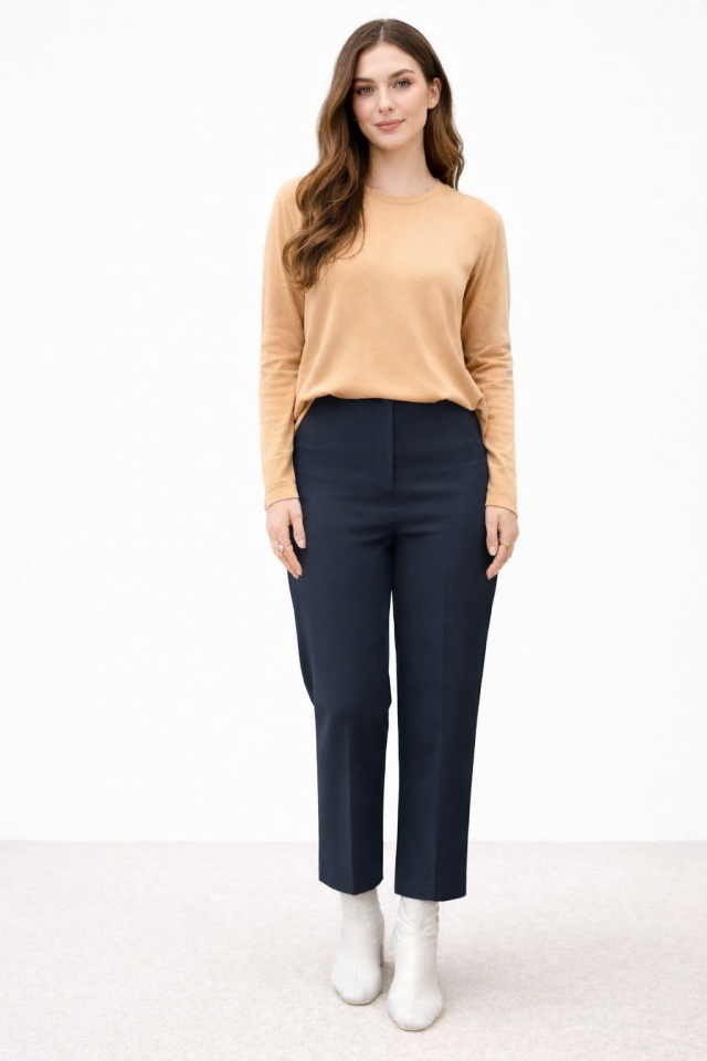 SZ-5405 ARKASI LASTİKLİ TEK DÜĞME RAHAT PANTALON