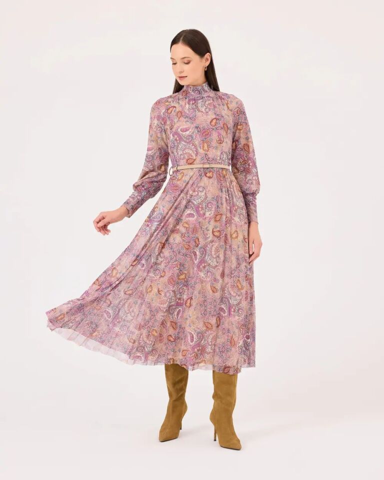 10009 BELİ KEMERLİ ŞIK ELBİSE QKS