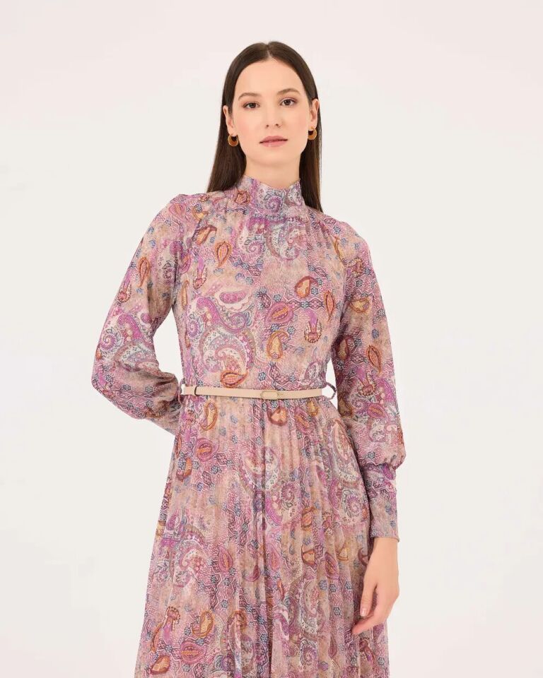 10009 BELİ KEMERLİ ŞIK ELBİSE QKS