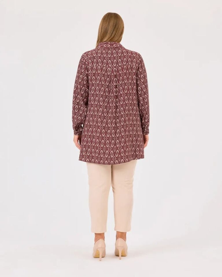 4005 ÖNDEN DÜĞMELİ DESENLİ ŞIK TUNİK QKS