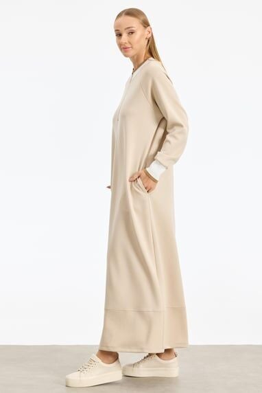 1768.01 RİBANA DETAYLI YARIM FERMUARLI ELBİSE QKS